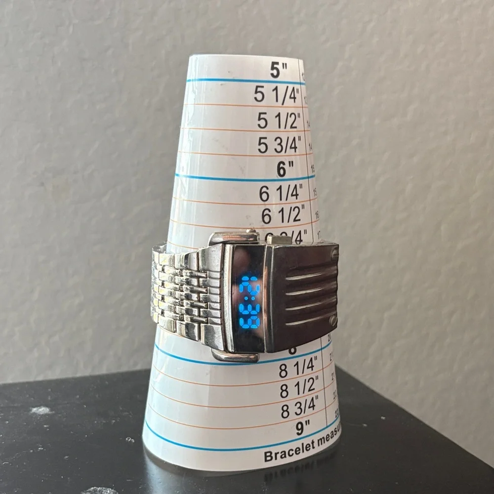 Elegant Silver Smartwatch with Blue Display